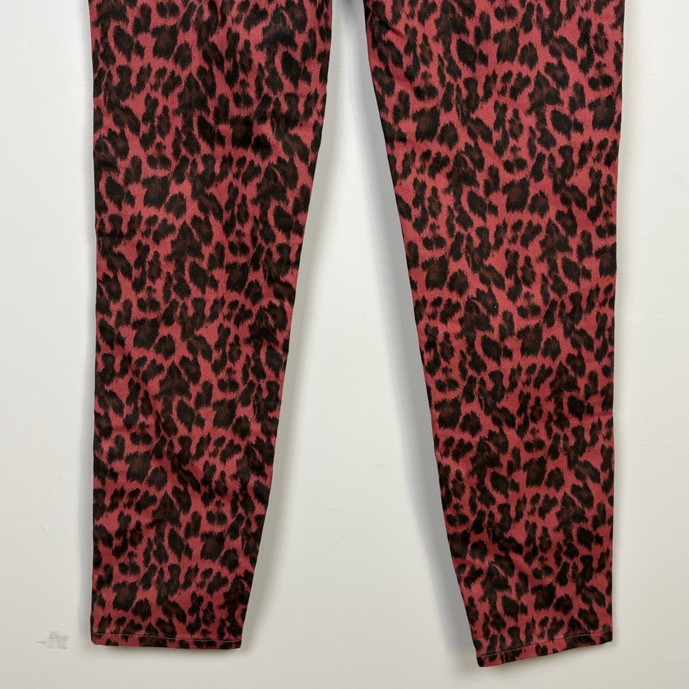 Soft Surroundings The Ultimate HR Leopard Print Skinny Jeans Black Burgundy SZ 6 - Picture 8 of 10